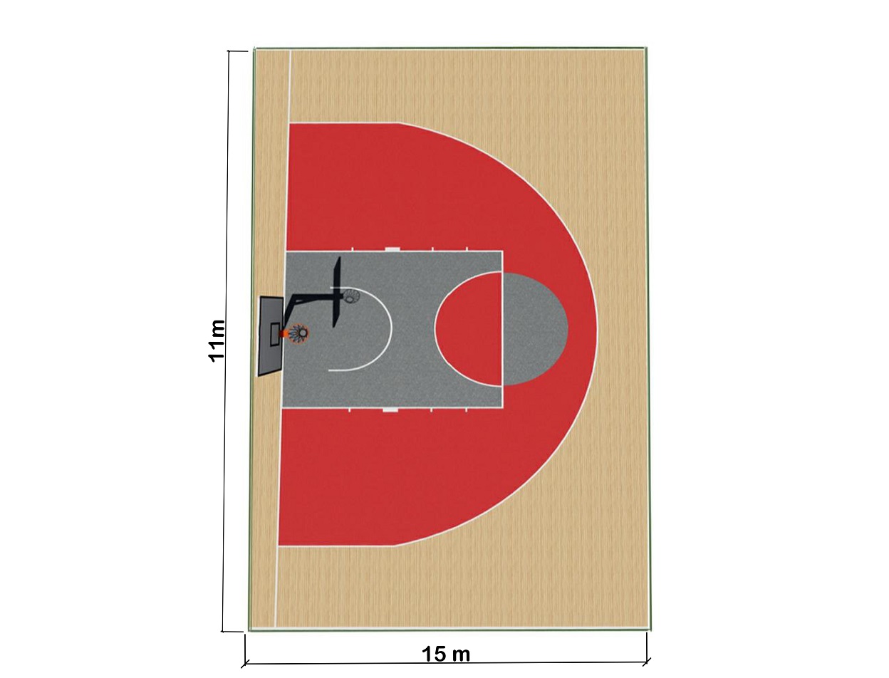 Spor Sahaları & Çok Amaçlı Spor Sahaları Yapımı / Tek Potalı Mini Basketbol Sahası - 60100 Teknik Resim