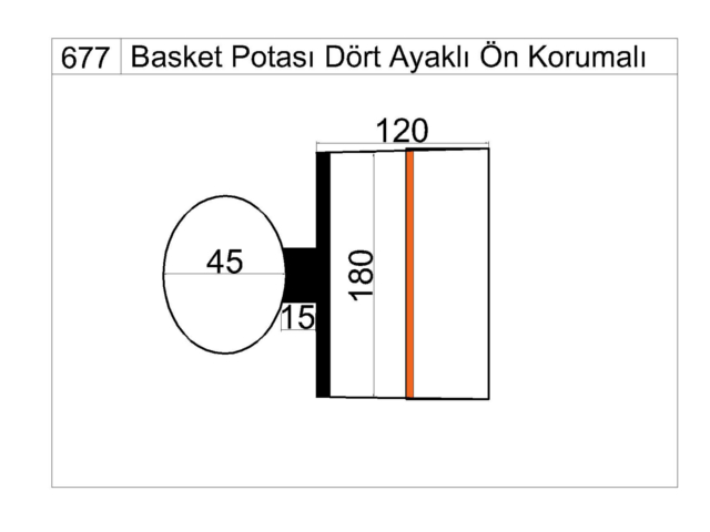 Basketbol Sahası Ekipmanları / Dört Ayaklı Ön Korumalı Basketbol Potası Fiber Panyalı(105x180) - 60292 Teknik Resim