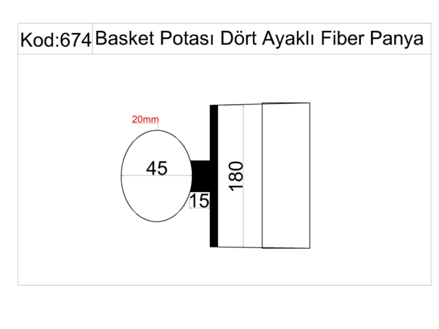 Basketbol Sahası Ekipmanları / Dört Ayaklı Basketbol Potası Fiber Panyalı(105x180) - 60290 Teknik Resim