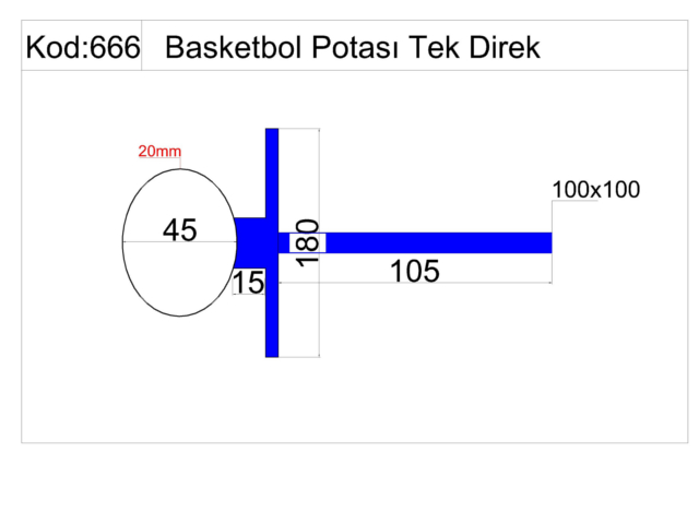 Basketbol Sahası Ekipmanları / Basketbol Potası Fiber Panyalı(105x180)- 60272 Teknik Resim